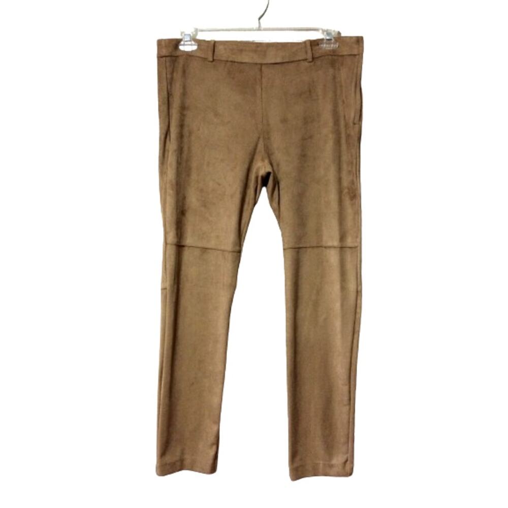 H & M Brown Pants 16 Women’s Faux Suede Soft Skinny Slim Fit Pull On Mid Rise